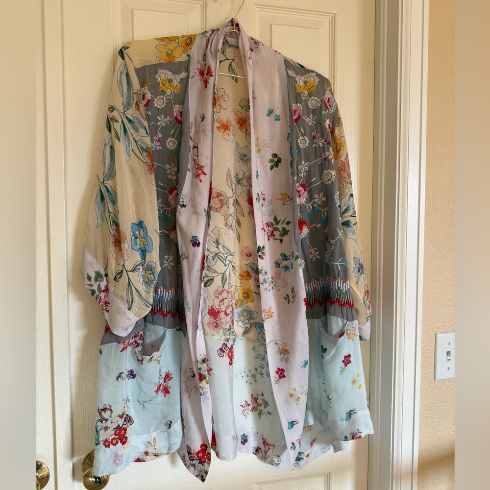 Johnny Was Multicolor Floral Kimono Top